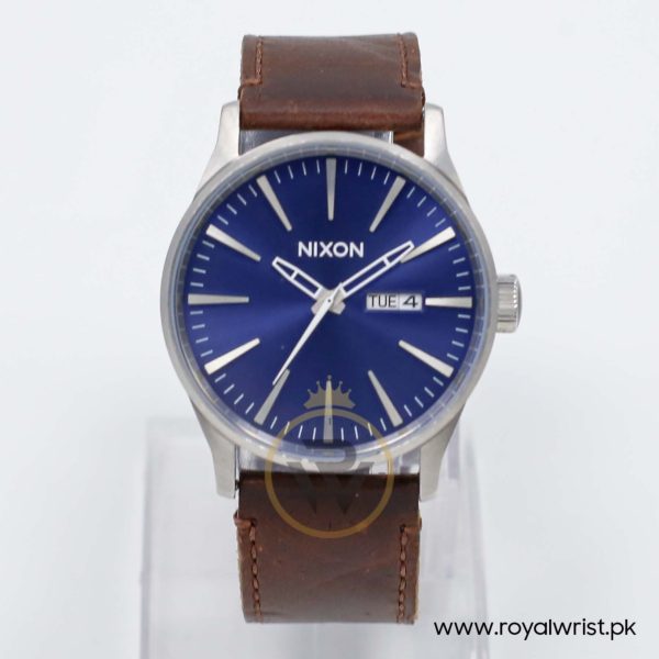 Nixon Men’s Quartz Brown Leather Strap Blue Dial 42mm Watch A1051524