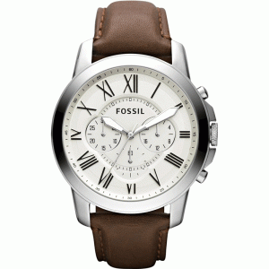 Fossil Men’s Quartz Brown Leather Strap Cream Dial 44mm Watch FS4735 (Without Tag)