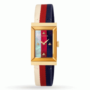 Gucci Women’s Swiss Made Quartz Multi Color Leather Strap Multi Color Dial 21mm Watch YA147405