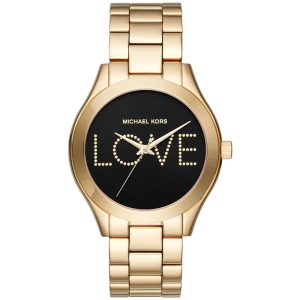 Michael Kors Women’s Quartz Gold Stainless Steel Black Dial 42mm Watch MK3803