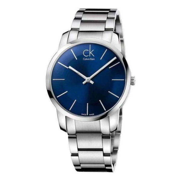 Calvin Klein Men’s Swiss Made Quartz Silver Stainless Steel Blue Dial 43mm Watch K2G2G14N