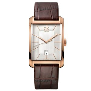 Calvin Klein Men’s Swiss Made Quartz Brown Leather Strap Silver Dial 31mm Watch K2M21620