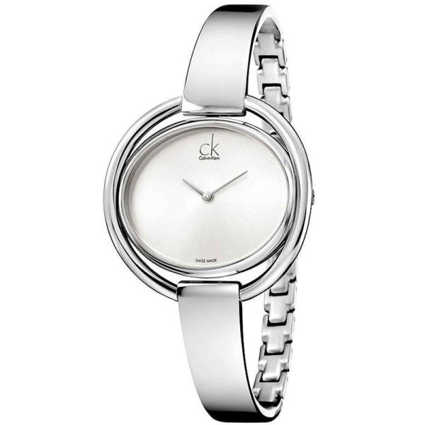 Calvin Klein Women’s Swiss Made Quartz Silver Stainless Steel Silver Dial 40mm Watch K4F2N116