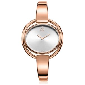 Calvin Klein Women’s Swiss Made Quartz Rose Gold Stainless Steel Silver Dial 40mm Watch K4F2N616