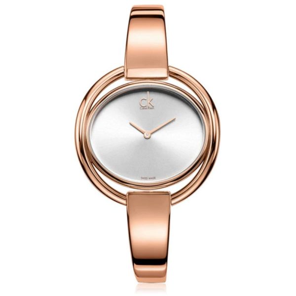 Calvin Klein Women’s Swiss Made Quartz Rose Gold Stainless Steel Silver Dial 40mm Watch K4F2N616