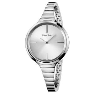 Calvin Klein Women’s Swiss Made Quartz Silver Stainless Steel Silver Dial 34mm Watch K4U23126