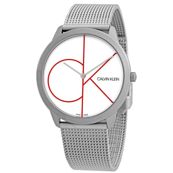 Calvin Klein Men’s Swiss Made Quartz Silver Stainless Steel White Dial 40mm Watch K3M51152