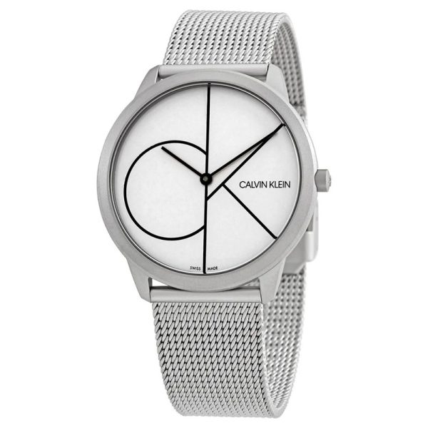 Calvin Klein Men’s Swiss Made Quartz Silver Stainless Steel White Dial 40mm Watch K3M5115X