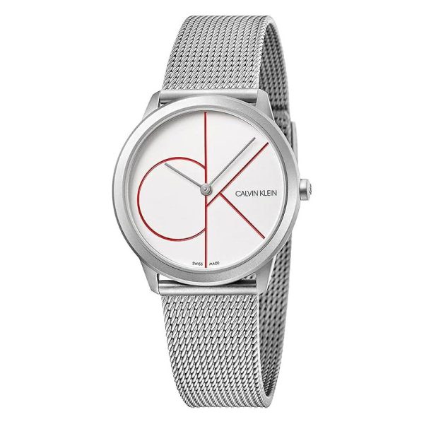 Calvin Klein Women’s Swiss Made Quartz Silver Stainless Steel White Dial 35mm Watch K3M52152