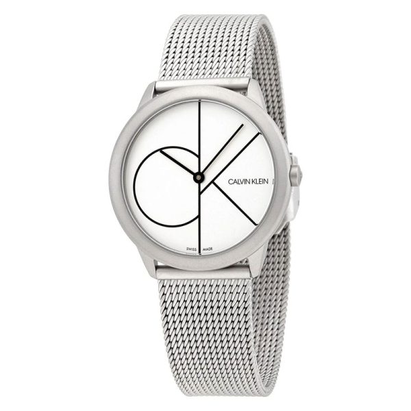 Calvin Klein Women’s Swiss Made Quartz Silver Stainless Steel White Dial 35mm Watch K3M5215X