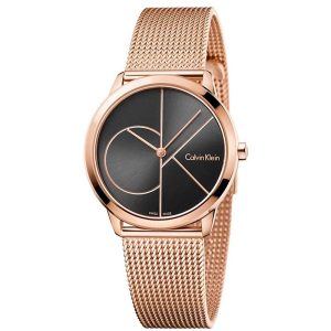 Calvin Klein Women’s Swiss Made Quartz Rose Gold Stainless Steel Black Dial 35mm Watch K3M22621