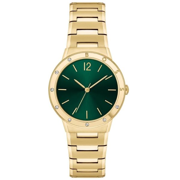 Hugo Boss Women’s Quartz Gold Stainless Steel Green Dial 34mm Watch 1502649