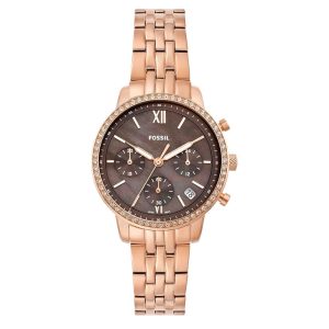 Fossil Women’s Quartz Rose Gold Stainless Steel Brown Mother Of Pearl Dial 36mm Watch ES5218