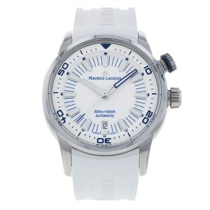 Maurice Lacroix Men’s Automatic Swiss Made White Silicone Strap White Dial 42mm Watch PT6248-SS00L-130-4