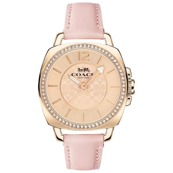 Coach Women’s Quartz Pink Leather Strap Gold Dial 34mm Watch 14503981