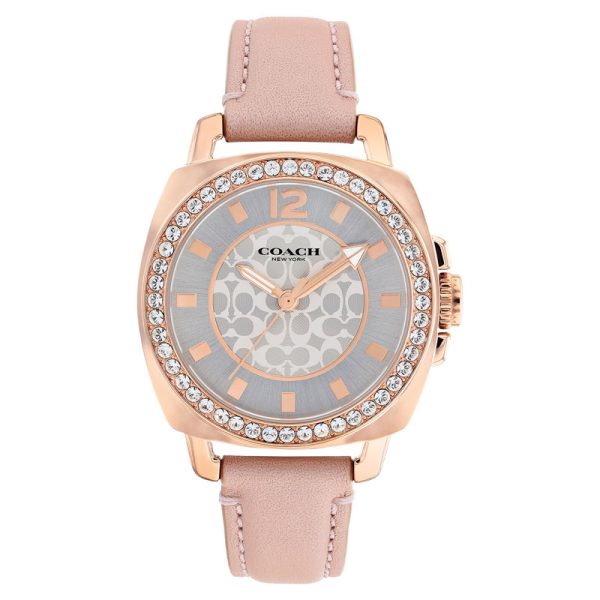 Coach Women’s Quartz Pink Leather Strap Silver Sunray Dial 35mm Watch 14503151