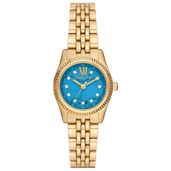 Michael Kors Women’s Quartz Gold Stainless Steel Turquoise Dial 26mm Watch MK4813