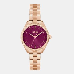 Hugo Boss Women’s Quartz Rose Gold Stainless Steel Sage Red Dial 32mm Watch 1502728