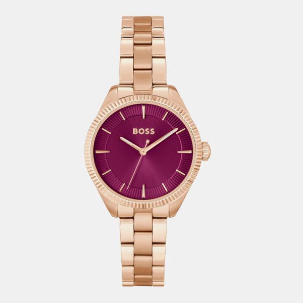 Hugo Boss Women’s Quartz Rose Gold Stainless Steel Sage Red Dial 32mm Watch 1502728