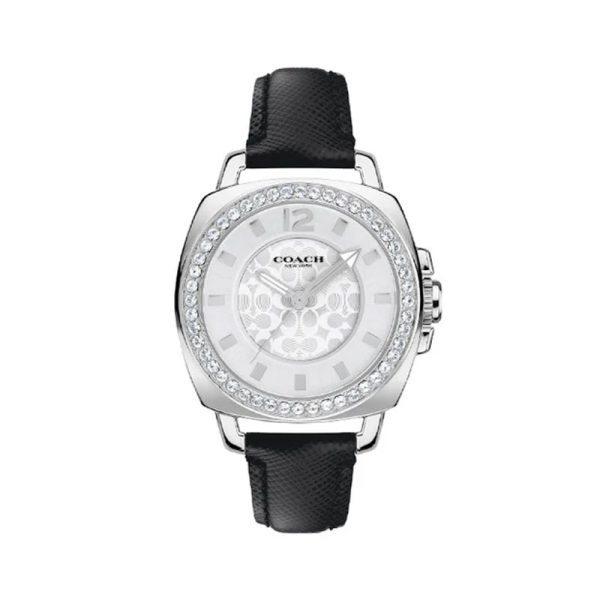 Coach Women’s Quartz Black Leather Strap Silver Sunray Dial 35mm Watch 14503152