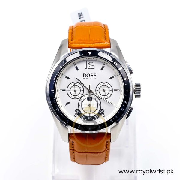 Hugo Boss Men’s Quartz Orange Leather Strap White Dial 46mm Watch 1512407/1