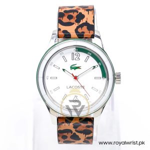 Lacoste Women’s Quartz Leopard Print Leather Strap White Dial 39mm Watch 2000830/2