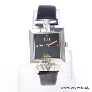 Elle Women’s Quartz Black Leather Strap Black Dial 25mm Watch EL20028S01C