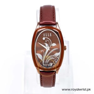 Elle Women’s Quartz Burgundy Leather Strap Brown Dial 28mm Watch EL20005S11C