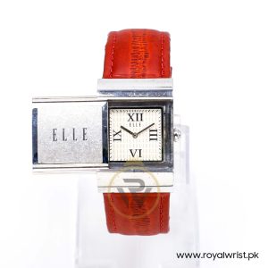 Elle Women’s Quartz Maroon Leather Strap Cream Dial 27mm Slider Case Watch EL20044SO1N