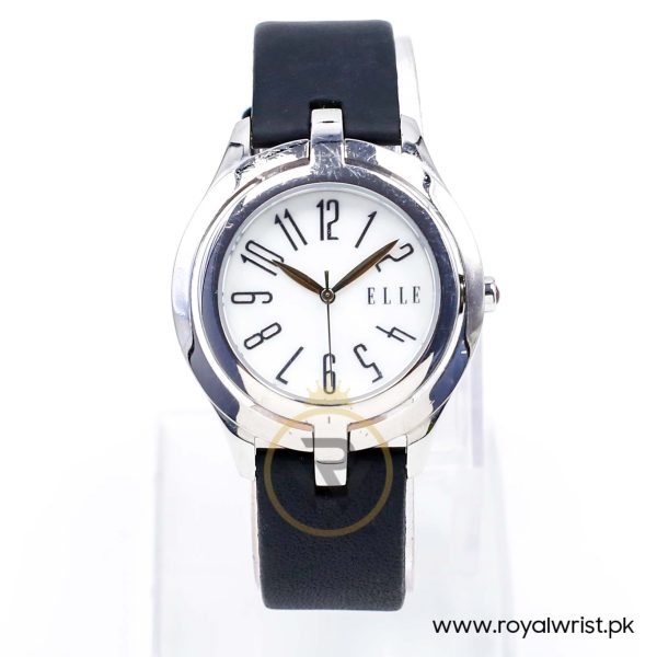 Elle Women’s Quartz Black Leather Strap White Mother Of Pearl Dial 38mm Watch EL20135S04N