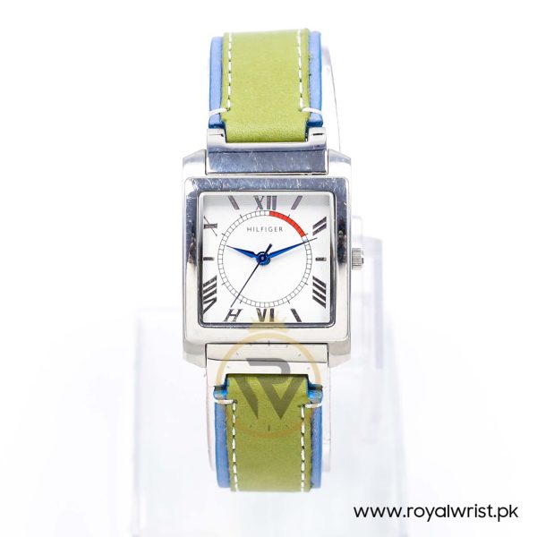 Tommy Hilfiger Women’s Quartz Ice Blue & Green Leather Strap Off-White Dial 27mm Watch 1780297