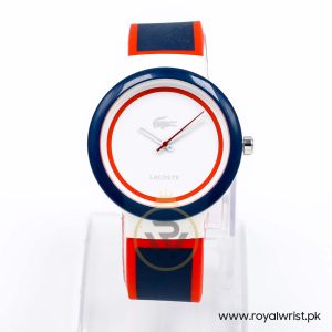 Lacoste Women’s/Kid’s Quartz Navy Blue & Red Silicone Strap White Dial 40mm Watch 2020029/1