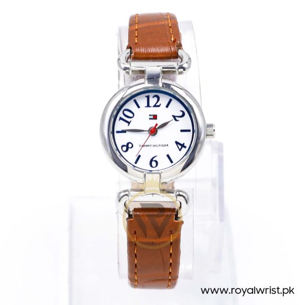 Tommy Hilfiger Women’s Quartz Brown Leather Strap White Dial 28mm Watch TH91340826/3