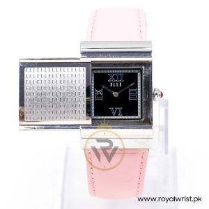 Elle Women’s Quartz Pink Leather Strap Black Dial 27mm Slider Case Watch EL20045SO2N