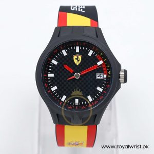 Ferrari Men’s Quartz Multi Color Silicone Strap Black Dial 44mm Watch 830130