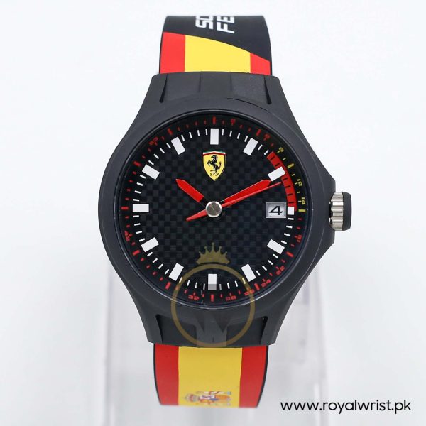 Ferrari Men’s Quartz Multi Color Silicone Strap Black Dial 44mm Watch 830130