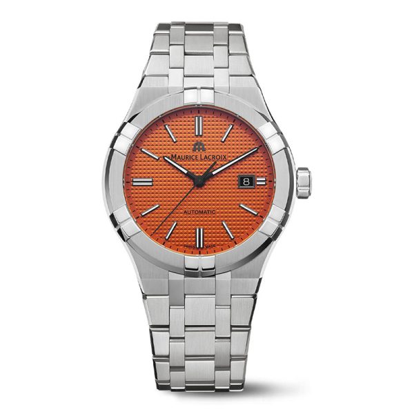 Maurice Lacroix Men’s Automatic Swiss Made Silver Stainless Steel Orange Dial 42mm Watch AI6008-SS00F-530-1