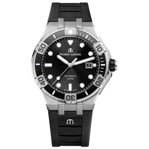 Maurice Lacroix Men’s Automatic Swiss Made Black Silicone Strap Black Dial 43mm Watch AI6058-SS001-330-1