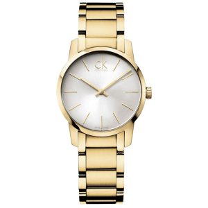 Calvin Klein Women’s Swiss Made Quartz Gold Stainless Steel Silver Dial 31mm Watch K2G23546