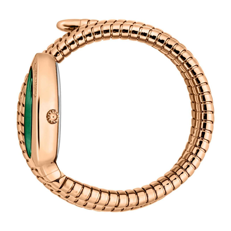 Just Cavalli Women’s Quartz Rose Gold Snake Stainless Steel Bottle Green Dial 22mm Watch JC1L232M0045