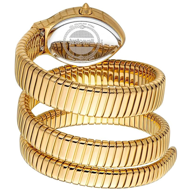 Just Cavalli Women’s Quartz Gold Snake Stainless Steel White Dial 22mm Watch JC1L248M0025