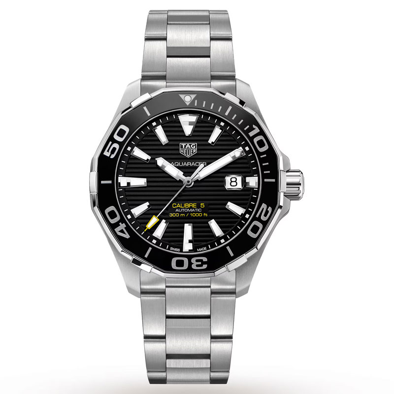 Tag Heuer Aquaracer Men’s Automatic Swiss Made Silver Stainless Steel Black Dial 43mm Watch WAY201A.BA0927