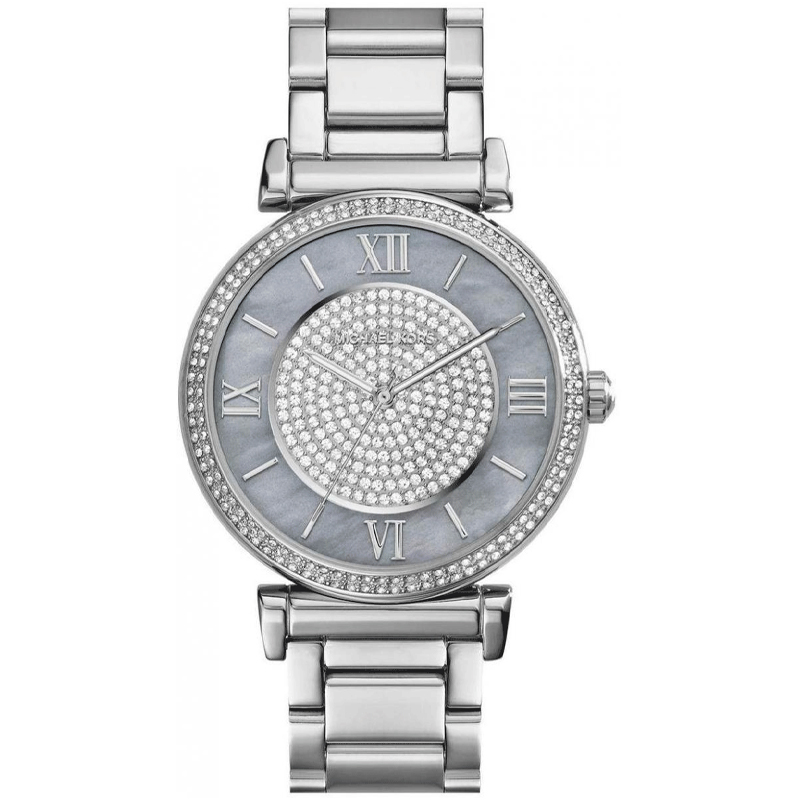 Michael Kors Women’s Quartz Silver Stainless Steel Black Mother Of Pearl Dial 38mm Watch MK3331