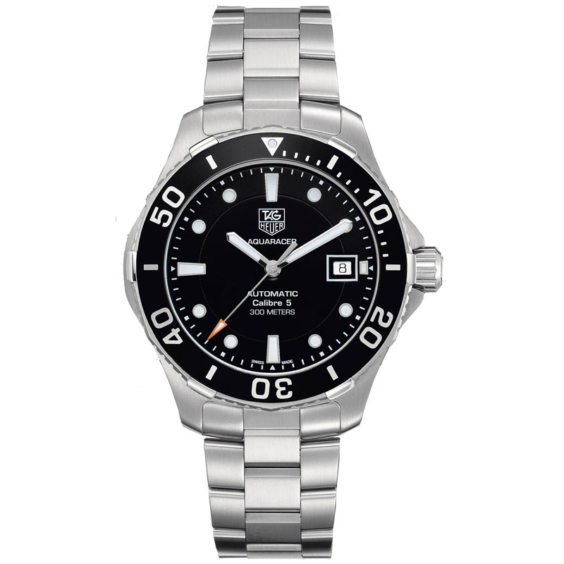 Tag Heuer Aquaracer Men’s Automatic Swiss Made Silver Stainless Steel Black Dial 41mm Watch WAN2110.BA0822