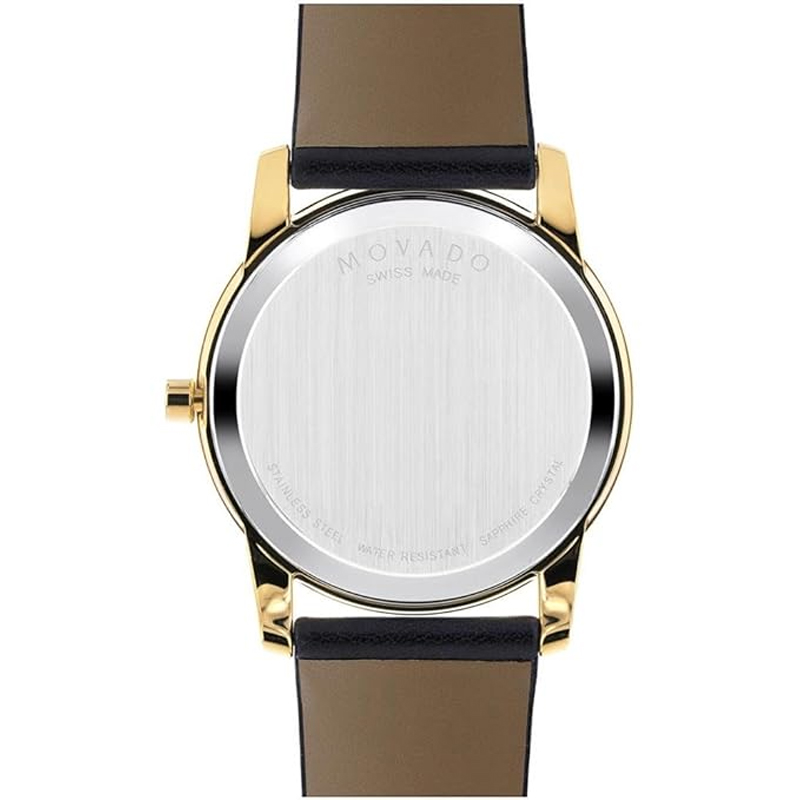 Movado Men’s Swiss Made Quartz Black Leather Strap Black Dial 40mm Watch 606876 (Factory Leftover) - Image 2