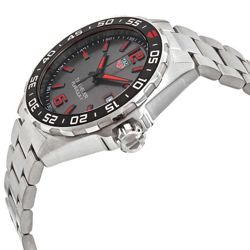 Tag Heuer Formula 1 Men’s Quartz Swiss Made Silver Stainless Steel Dark Grey Dial 43mm Watch WAZ1018.BA0842