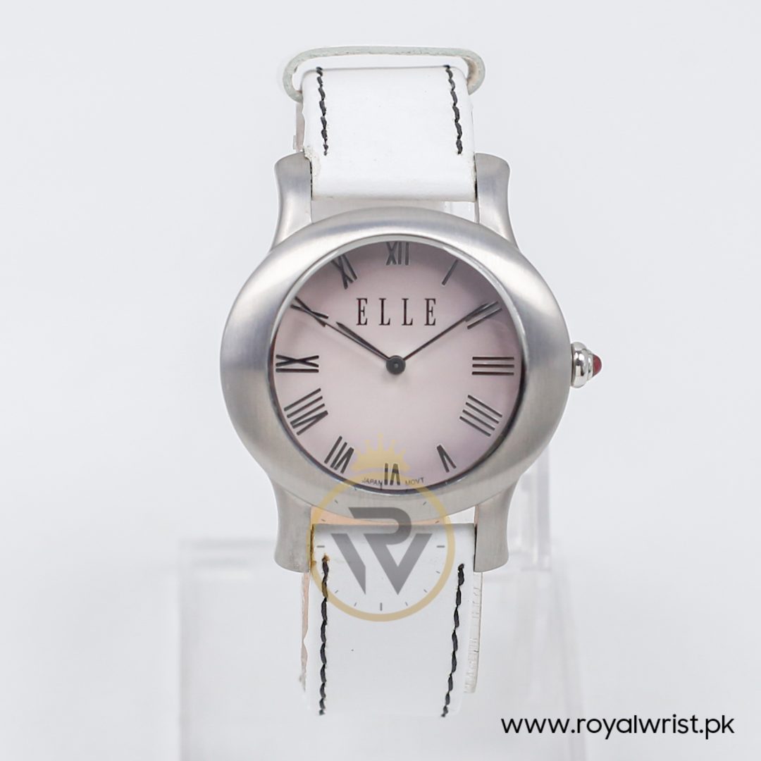 Elle Women’s Quartz White Leather Strap Light Purple Dial 38mm Watch EL20030S03N
