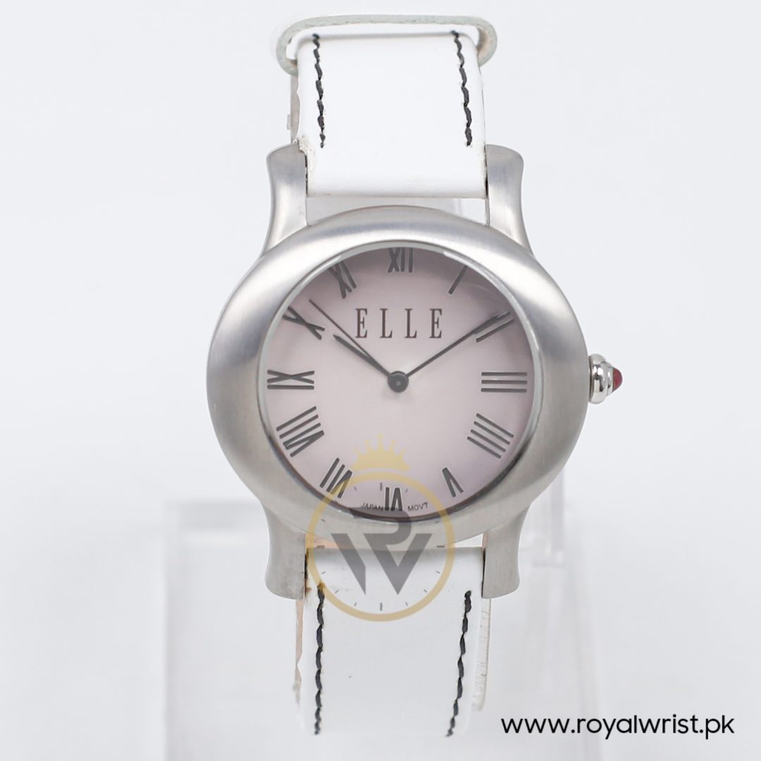 Elle Women’s Quartz White Leather Strap Light Purple Dial 38mm Watch EL20030S03N