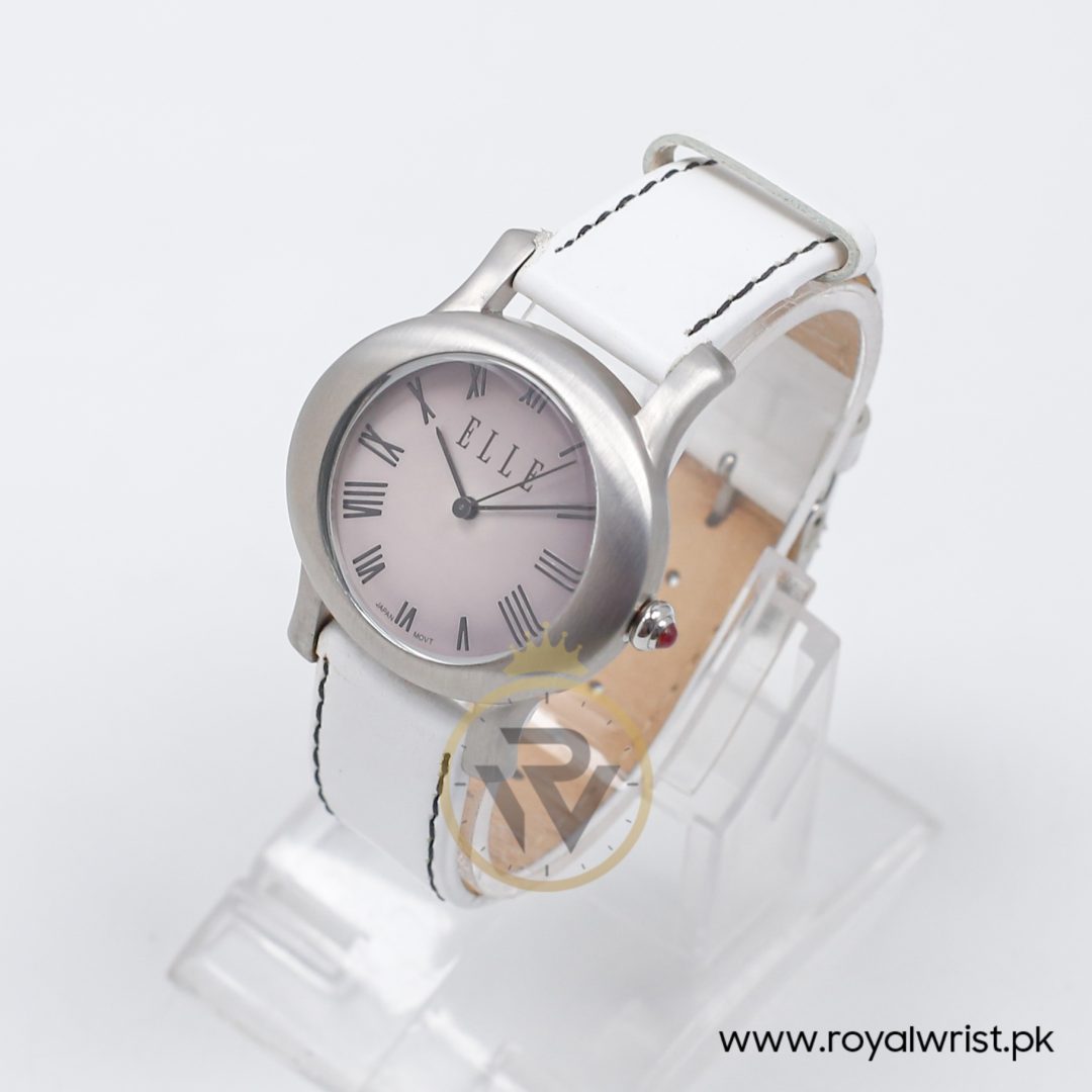 Elle Women’s Quartz White Leather Strap Light Purple Dial 38mm Watch EL20030S03N