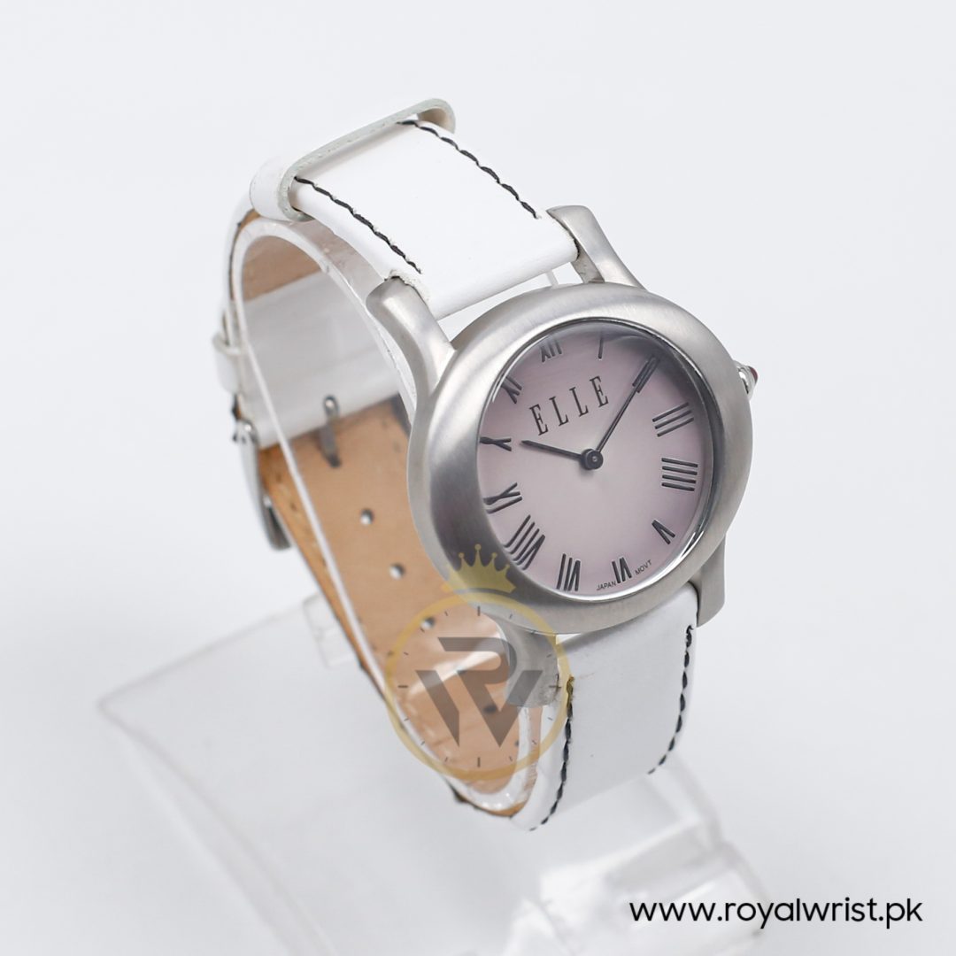 Elle Women’s Quartz White Leather Strap Light Purple Dial 38mm Watch EL20030S03N